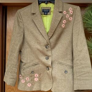 American eagle herringbone floral embroidery blazer M suit coat